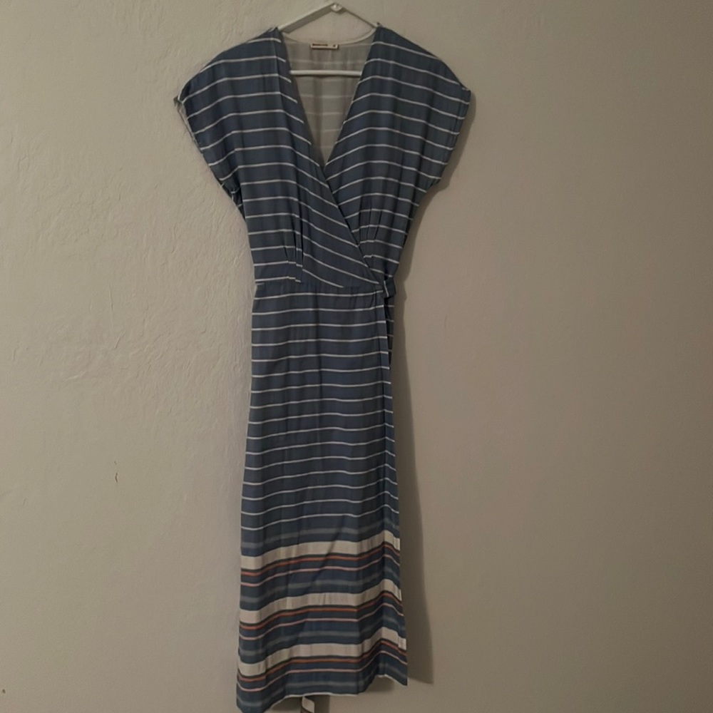 Marine Layer Maddie Wrap Dress Blue White Stripe